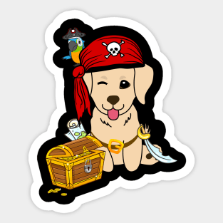 Funny golden retriever is a pirate Sticker